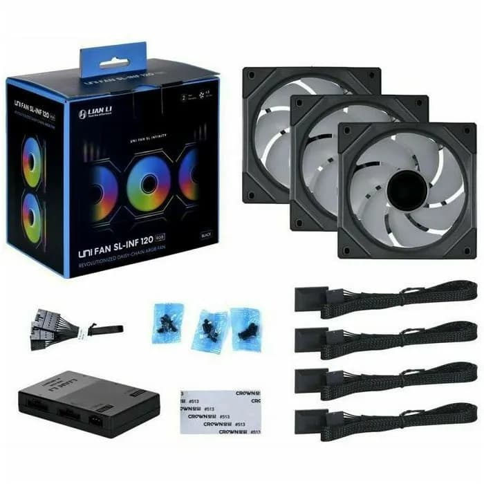 Ventilator za kućište Lian Li Uni Fan SL-Infinity 120, ARGB, PWM, 120mm, crni (3 komada) + kontroler