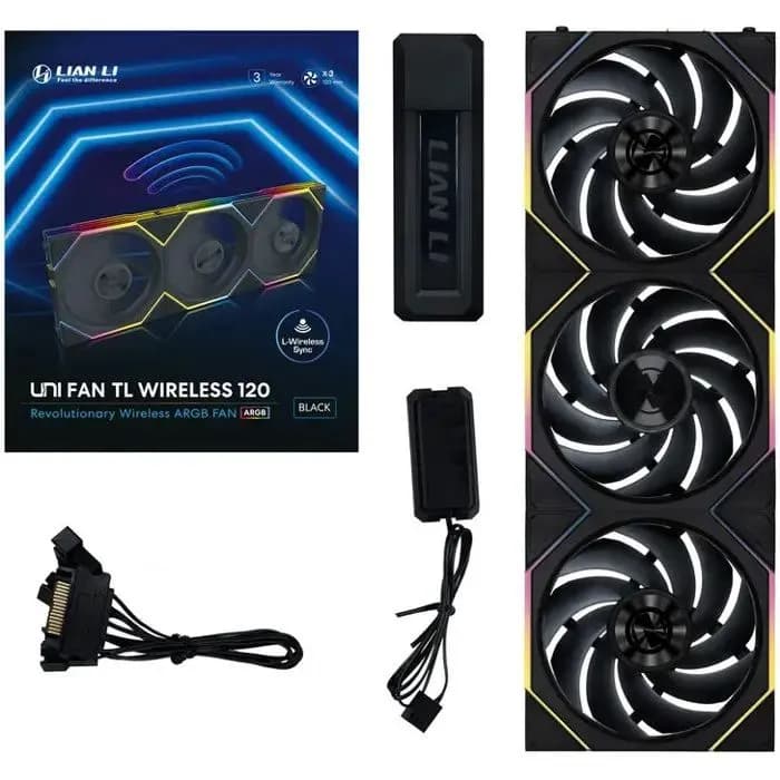 Ventilator za kućište Lian Li Uni Fan TL Wireless 120, ARGB, PWM, 120mm, crni (3 komada) + kontroler