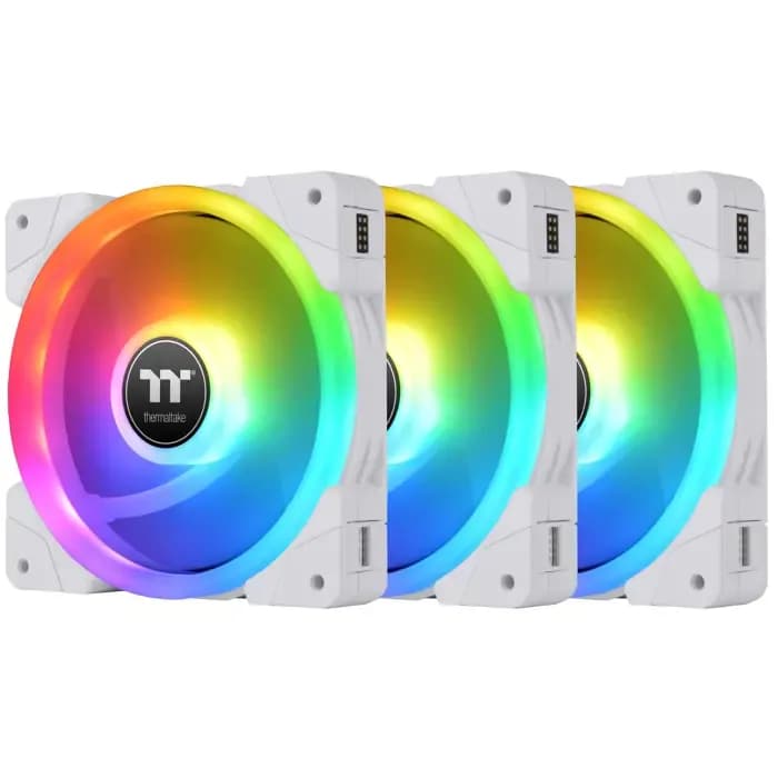 Ventilatori za kućište Thermaltake Swafan Ex12 RGB White Premium Edition, izmjenjive lopatice, 120mm, PWM, bijeli (3 komada)