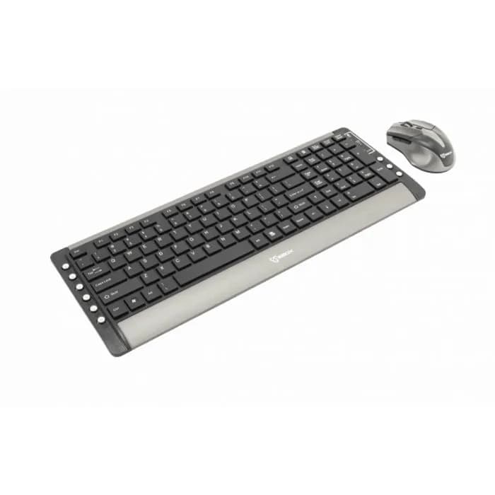 Tipkovnica + Miš SBOX WKM-26US, bežični, US Layout, Crno-siva