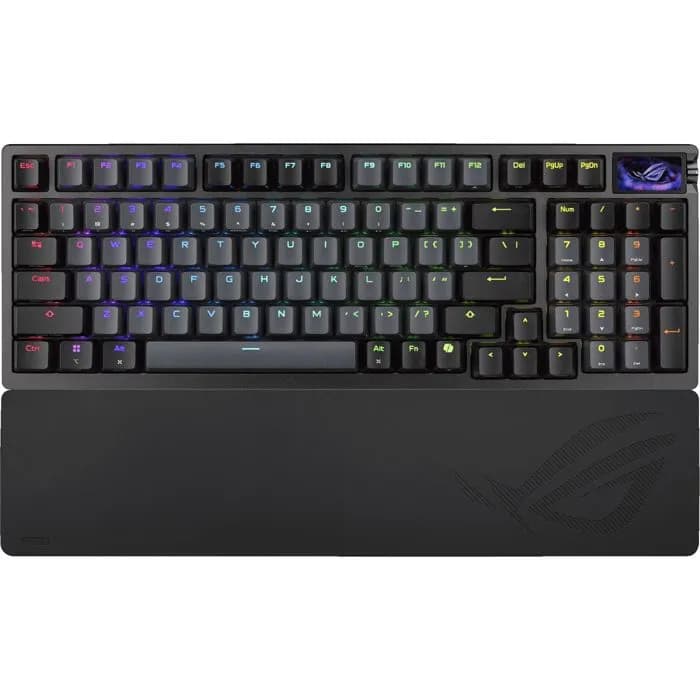 Tipkovnica Asus ROG Azoth 96 HE, bežična, gaming, mehanička, ROG HFX V2 Magnetic switches, RGB, US Layout, crna