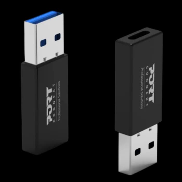 Adapter Port 900154, USB-A (M) na USB-C (Ž), crni, 2 komada