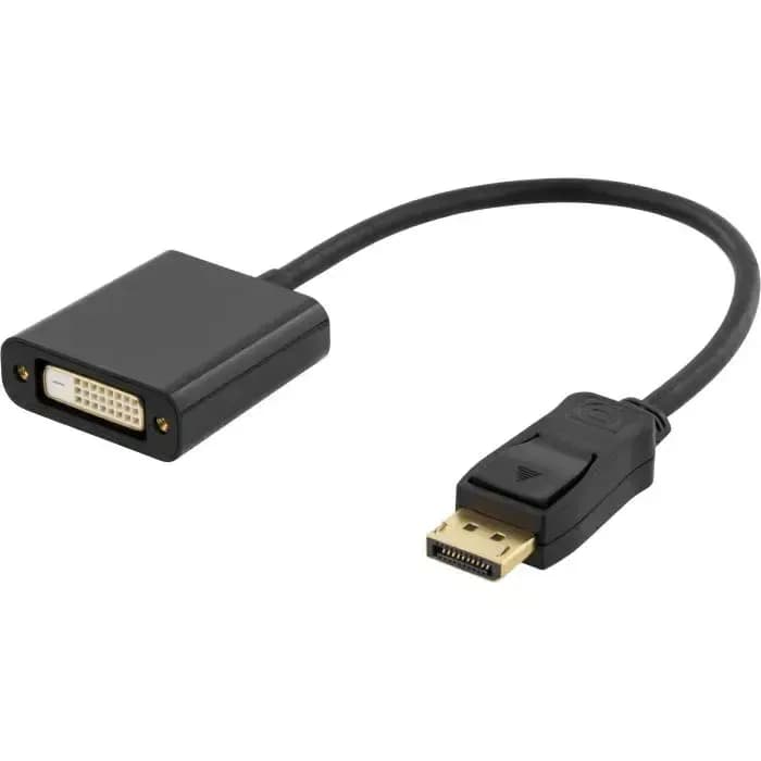 Adapter Deltaco DP-DVI14, DisplayPort (M) na DVI (Ž), 0.20m, Black