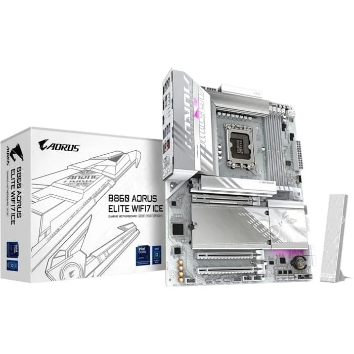 Matična ploča Gigabyte B860 Aorus Elite WiFi7 Ice, Intel LGA1851, WiFi, Bluetooth, ATX