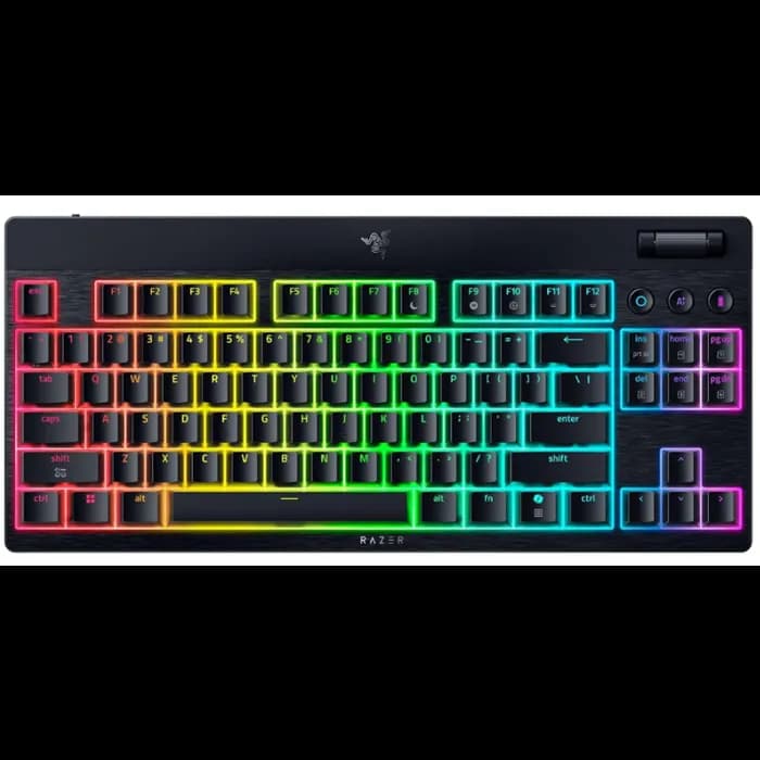 Tipkovnica Razer BlackWidow V4 Low-profile Tenkeyless HyperSpeed, bežična, gaming, mehanička, yellow mechanical silent switches, RGB, US/HR ...