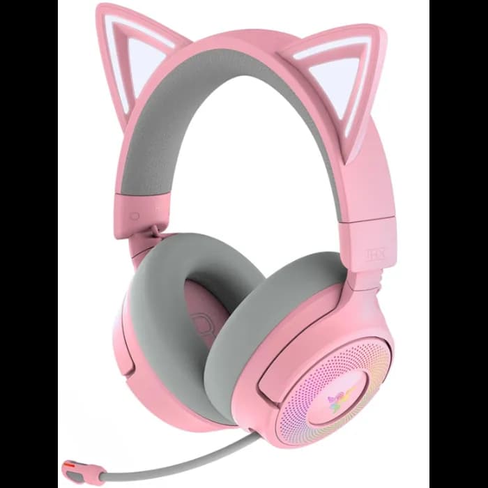 Slušalice Razer Kraken Kitty V3 Pro Quartz, bežične, bluetooth, gaming, mikrofon, over-ear, RGB, PC, PS4, PS5, roze, RZ04-05170200-R3M1