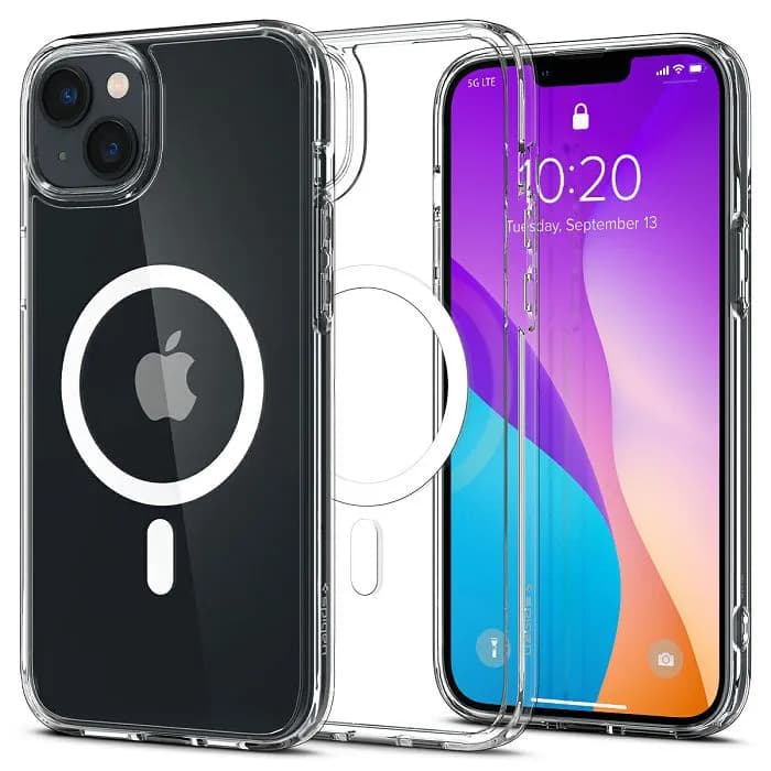 Maskica za mobitel Spigen Crystal Hybrid MagSafe, za Apple iPhone 14 Plus, prozirno-bijela