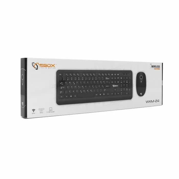 Tipkovnica + miš SBOX WKM-24, bežični, HR Layout, Black