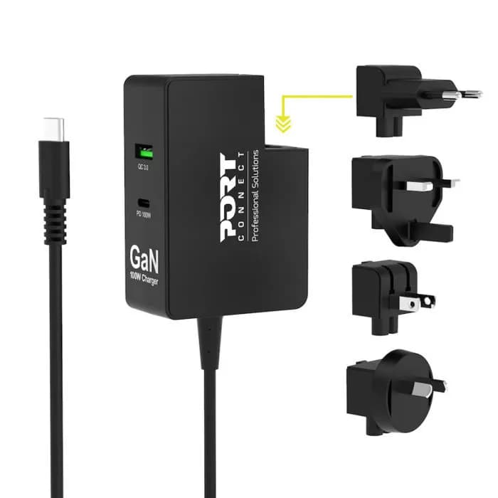 Strujni punjač Port GaN 100W USB-C/A, international