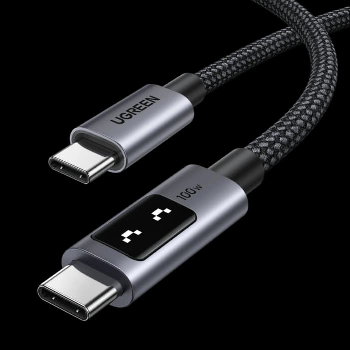 Kabel Ugreen 35501 , USB-C (M) na USB-C (M), 1.0m, pleteni, QC, PD 100W, Black