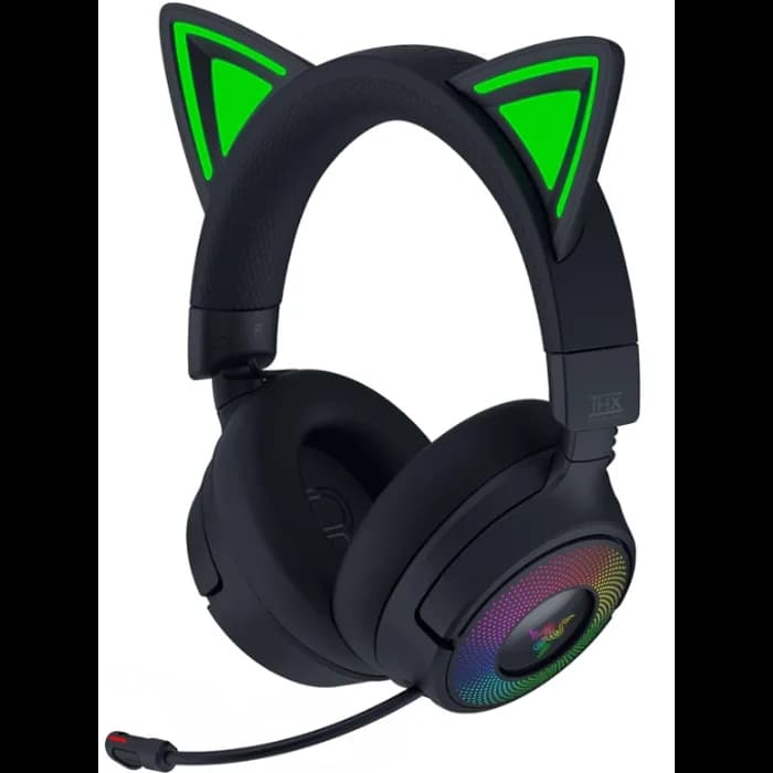 Slušalice Razer Kraken Kitty V3 Pro, bežične, Bluetooth, gaming, mikrofon, over-ear, RGB, 40 mm titanijski driveri, 20 Hz – 28 kHz, 32 ?, 98 dB, crne, RZ04-05170300-R3M1