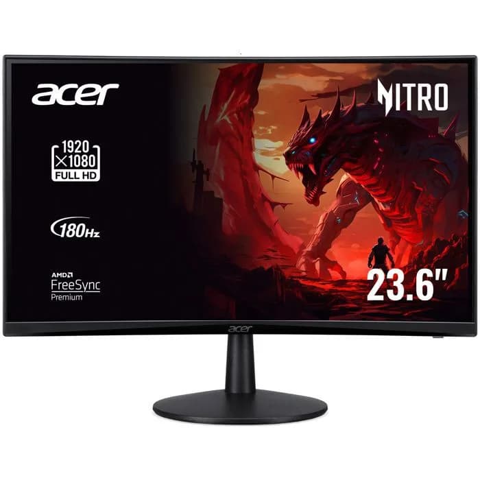 Monitor Acer 23.6" Nitro ED240QS3bmiipx, UM.UE0EE.301, VA, gaming, AMD FreeSync Premium 180Hz, 1ms, 2xHDMI, DP, Zvučnici, Zakrivljeni 1500R, Full HD
