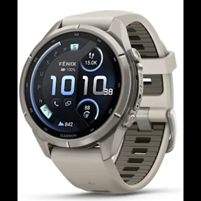 Pametni sat Garmin Fenix 9 Pro InReach, 43mm, AMOLED, Titanium Fog Gray/Dark Sandstone