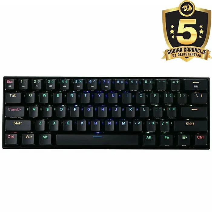 Tipkovnica Redragon Draconic K530 Pro, bežična, bluetooth, gaming, mehanička, RGB, brown switches, TKL, crna