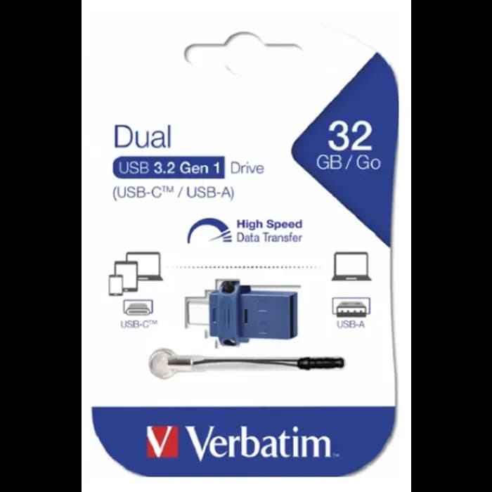 USB stick Verbatim 49966, USB 3.2, 32GB, Dual USB-C/USB-A, plavi