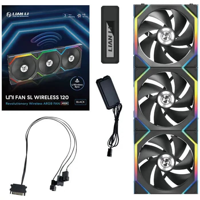 Ventilator za kućište Lian Li Uni Fan SL Wireless 120, ARGB, PWM, 120mm, crni (3 komada) + kontroler
