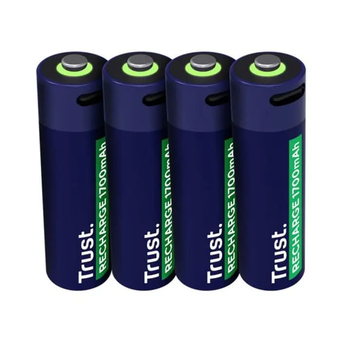 Baterije Trust AA, punjive, 1700 mAh, USB-C, 4 komada