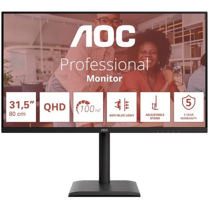 Monitor AOC 31.5" Q32E4U, IPS, Adaptive-Sync 100Hz, 2xHDMI, DP, 4xUSB 3.2, Zvučnici, Pivot, 2K