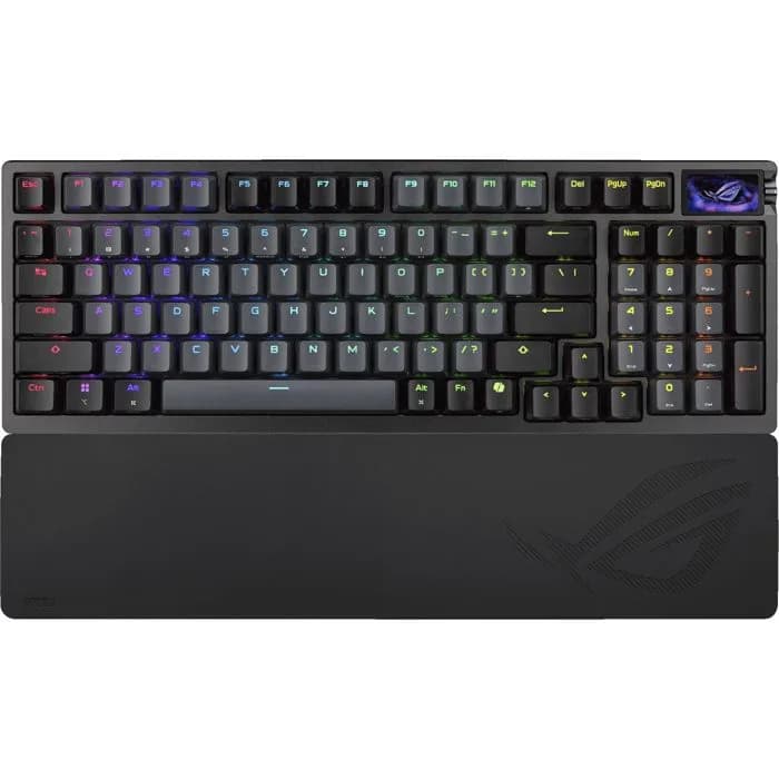 Tipkovnica Asus ROG Azoth 96 HE, bežična, gaming, mehanička, ROG HFX V2 Magnetic switches, RGB, US Layout, crna
