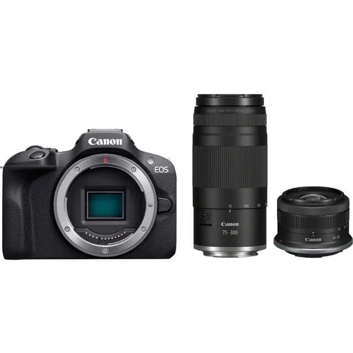 Digitalni fotoaparat Canon EOS R100, mirrorless + RF-S 18-45mm f/4.5-6.3 IS STM + RF 75-300mm f/4-5.6