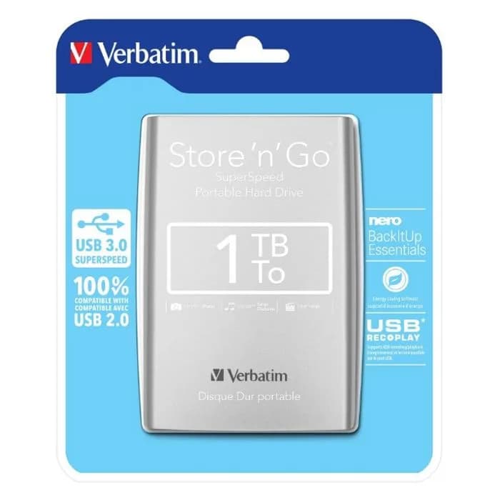 Eksterni disk Verbatim 53071, 1TB, USB 3.0, Gen1, Silver