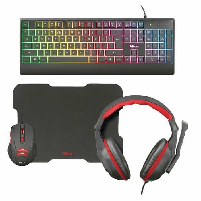 Gaming combo Trust Ziva 24233, tipkovnica, miš, podloga, slušalice