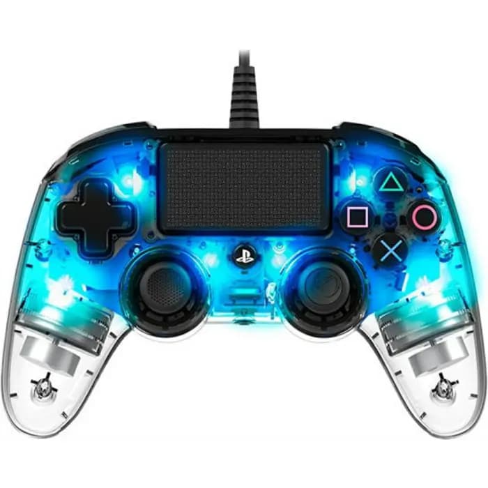 Kontroler Nacon Compact Illuminated, žičani, PC, PS4, prozirno-plavi