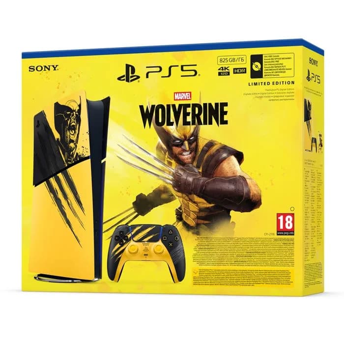 Konzola Playstation 5 Slim Digital Edition E Chassis, Marvel Wolverine Battle Yellow Limited Edition