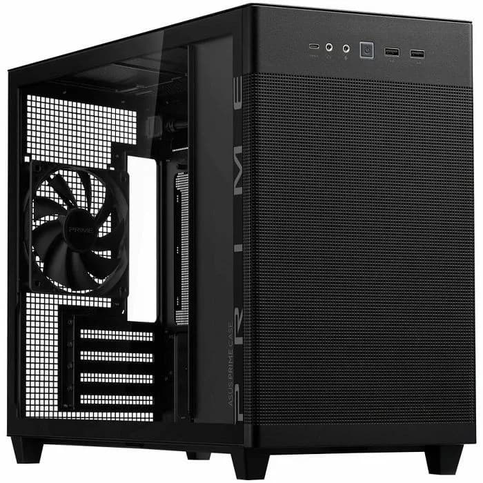 Kućište Asus Prime AP201 TG, Small tower, kaljeno staklo, bez napajanja, Micro ATX, Black