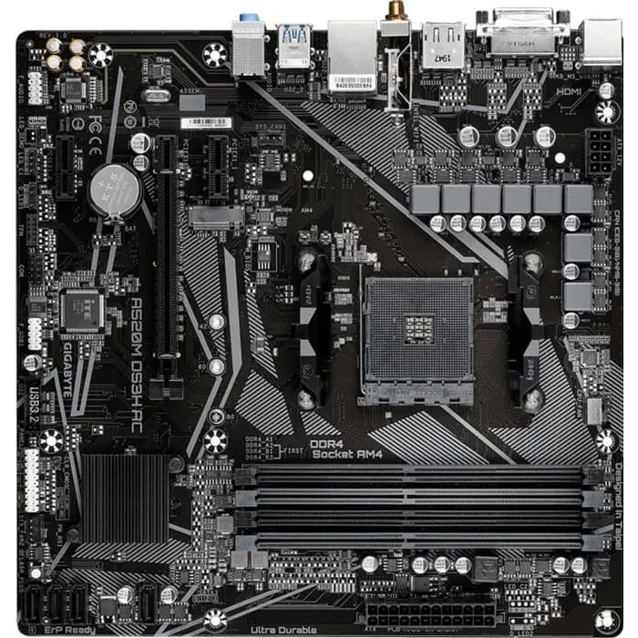 Matična ploča GIGABYTE A520M DS3H AC, AMD AM4, A520, DDR4, WiFi, Micro ATX
