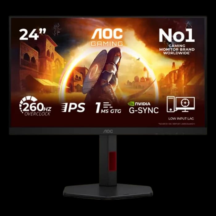 Monitor AOC 23.8" 24G4ZR, Fast IPS, gaming, Adaptive-Sync 240Hz (260Hz OC), 1ms (GTG), HDR10, 2xHDMI, DP, Full HD