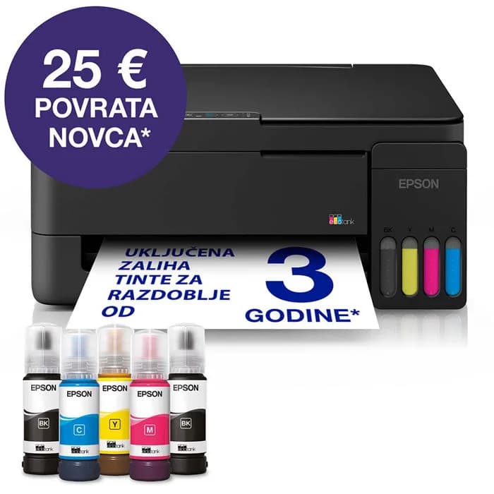 Printer Epson Ecotank L3351, CISS, ispis, kopirka, skener, USB, WiFi, A4