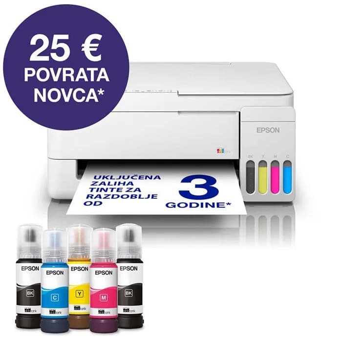 Printer Epson Ecotank L3356, CISS, ispis, kopirka, skener, USB, WiFi, A4