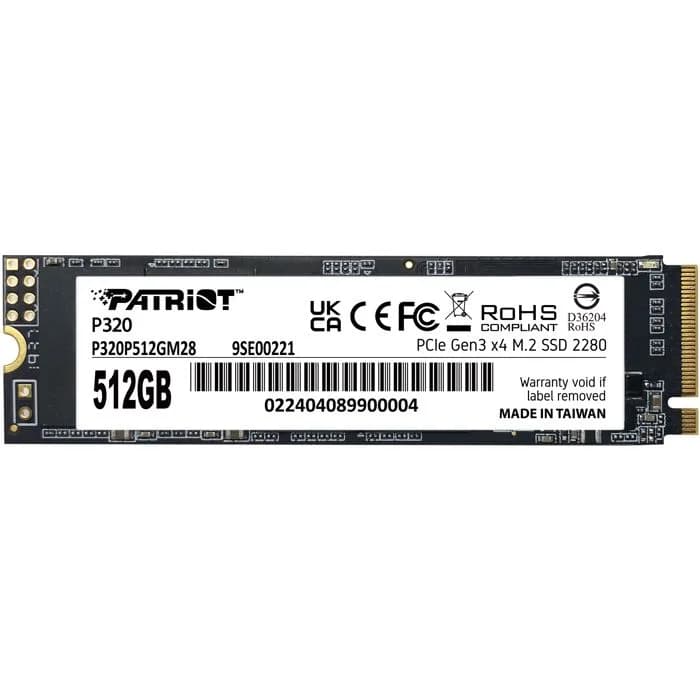 SSD Patriot P320, 512GB, M.2 NVMe PCIe Gen3, R3000/W2200