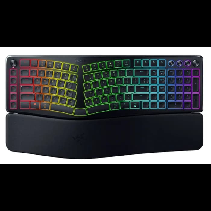 Tipkovnica Razer Pro Type Ergo, bežična, gaming, ergonomska, membranska, scissor switches, RGB, Black, RZ03-05440100-R3M1