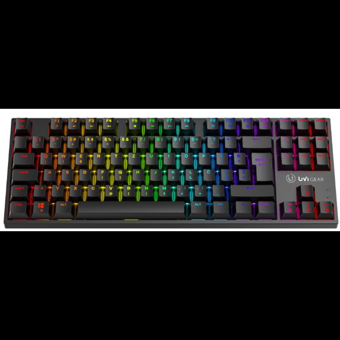 Tipkovnica Uvi Greed Mini V2, žičana, gaming, mehanička, brown switches, UK/HR Layout, RGB, TKL, crna