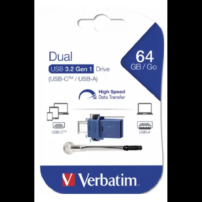 USB stick Verbatim 49967, USB 3.2, 64GB, Dual USB-C/USB-A, plavi
