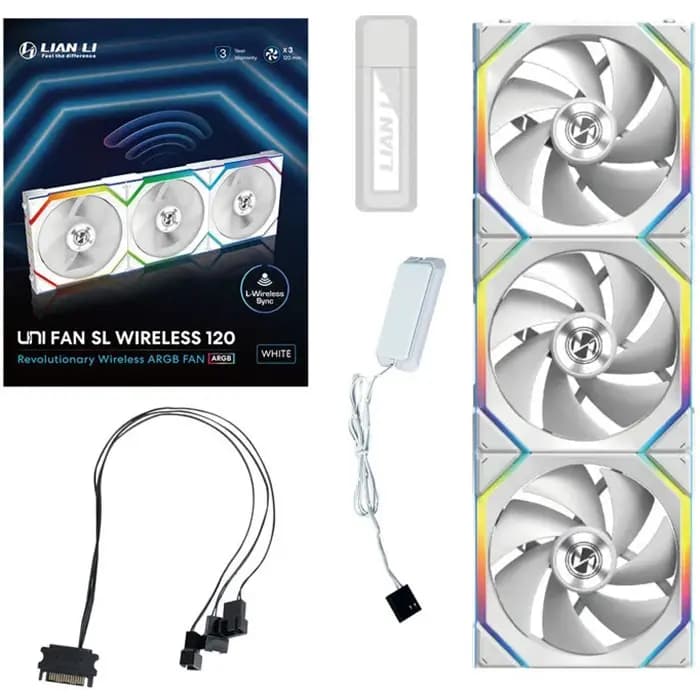 Ventilator za kućište Lian Li Uni Fan SL Wireless 120, ARGB, PWM, 120mm, White (3 komada) + kontroler