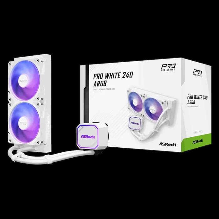 Vodeno hlađenje ASRock Pro White 240, 2x120mm, Intel i AMD, bijelo