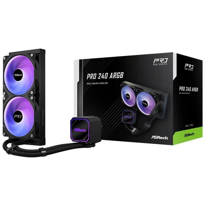 Vodeno hlađenje ASRock Pro 240 ARGB, 2x120mm, Intel i AMD, Black