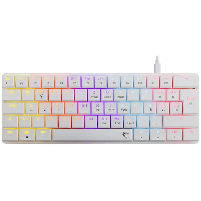 Tipkovnica White Shark GK-006212 Nagamaki, žičana, gaming, mehanička, red switches, UK/HR Layout, LED, TKL, bijela