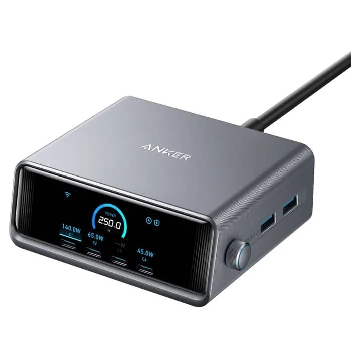 Strujni punjač Anker Prime, 250W, 4xUSB-C, 2xUSB-A, srebrni